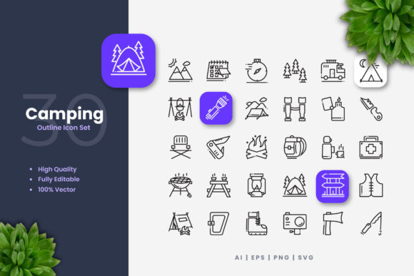 Camping Icons: Graphics and Icons for Branding