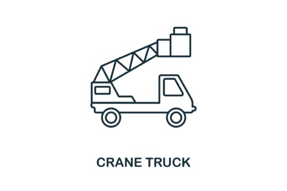 Crane Truck Icon: Graphics and Icons for Digital Sellers