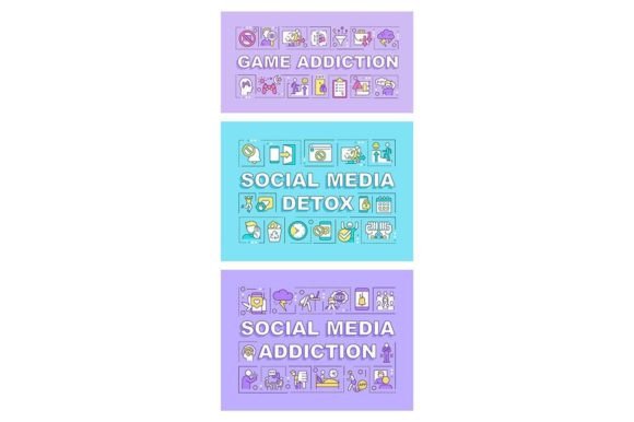 Game Addiction Word Concepts Banner Set
