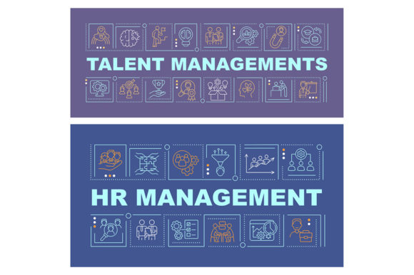 HR Management Word Concepts Banner Set: Graphics for Digital Sellers