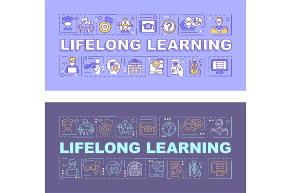 Lifelong Learning Word Concepts Banners: Graphics for Editorial & Web Design