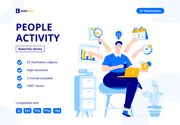 People Activity Illustration Set: Graphics and Illustrations for Crafters