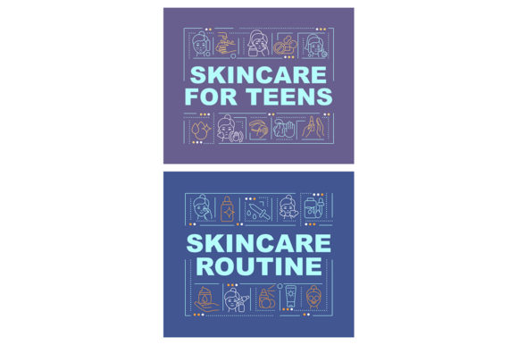 Skincare Routine Word Concept Banner Set: Graphics for Branding