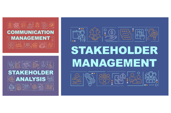 Stakeholders Management Word Banner Set: Graphics for Branding